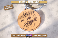 Aliens Keychain Laser Cut | UFO | Aliens Keyring | Accessory Product Image 1