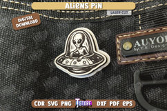 Aliens Pin Laser Cut | UFO | Pin Brooch | Clothing Accessory Product Image 1