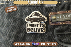 Aliens Pin Laser Cut | UFO | Pin Brooch | Clothing Accessory Product Image 1