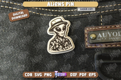 Aliens Pin Laser Cut | UFO | Pin Brooch | Clothing Accessory Product Image 1