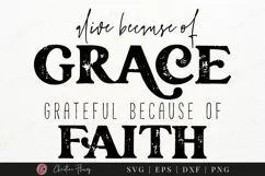 Because Of Grace SVG PNG | Boho Christian PNG Product Image 5