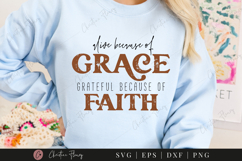 Because Of Grace SVG PNG | Boho Christian PNG Product Image 4