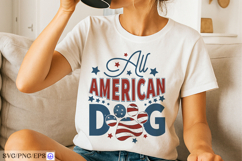 All American Dog 4th of July SVG PNG T-shirt Design Product Image 2