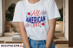 4th of July All American Girl SVG PNG T-shirt Design Product Image 2