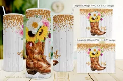 All American Girl 20oz Cowboy Boots & Flowers Tumbler Design Product Image 3