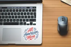 All American Mom Sticker SVG File | 4th of July Sticker SVG Product Image 2