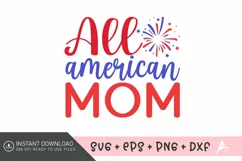 All American Mom SVG Design,American Family SVG Product Image 1