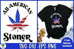 Fourth of July stoner design being shown on a black t-shirt