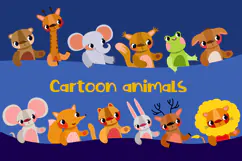 12 Cute Cartoon Forest & Safari Animals Clipart Product Image 1