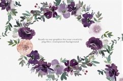Watercolor Blush &amp; Eggplant Floral Clipart Collection Product Image 4