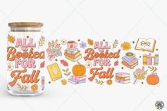 Autumn Bookish Cup Wrap PNG SVG, 16oz Can Glass Cup Design Product Image 2