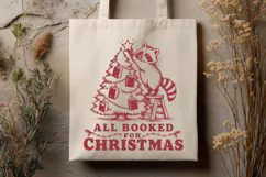 All Booked for Christmas SVG PNG, Raccoon Christmas Book Product Image 3