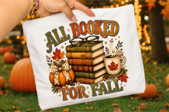 All Booked for Fall PNG,Cozy Book Lover Autumn Shirt Design Product Image 2