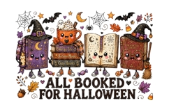 All Booked For Halloween Cute Witchy Books PNG Design Art Product Image 1