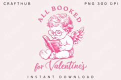 All Booked for Valentines PNG, Cupid Reading Book PNG Product Image 1