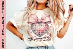 Retro Coquette Pink Disco Ball PNG, Sublimation Design. Product Image 2