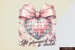 Retro Coquette Pink Disco Ball PNG, Sublimation Design. Product Image 1