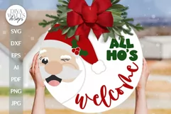 All Ho's Welcome SVG Santa Door Hanger SVG Santa svg Product Image 1