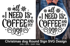 Christmas Dog Round Sign SVG Design - Christmas Door Sign Product Image 3