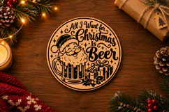 All I Want for Christmas Is Beer Ornament Laser Cut SVG Product Image 2