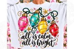 All Is Calm All Is Bright PNG, Colorful Christmas Lights Product Image 1