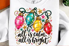 All Is Calm All Is Bright PNG, Colorful Christmas Lights Product Image 2