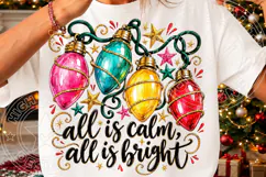All Is Calm All Is Bright PNG, Colorful Christmas Lights Product Image 3