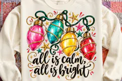 All Is Calm All Is Bright PNG, Colorful Christmas Lights Product Image 4
