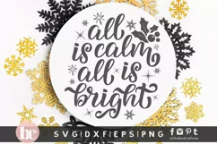 All Is Calm All Is Bright SVG | Christmas Round Sign SVG Product Image 2