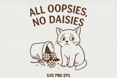 Sarcastic Cat Illustration Funny Lazy Line Art Kitty SVG PNG Product Image 1