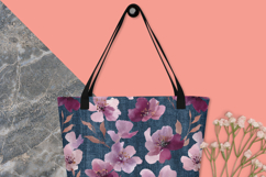 watercolor flowers with leaves on dark blue Denim background Product Image 5