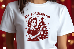All Spruced Up SVG Funny Retro Christmas Woman with Coffee Product Image 2