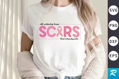 All Warriors Have Scars SVG, Breast Cancer SVG Design Product Image 1