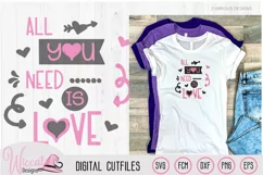 Valentine love quote svg, all you need is love svg Product Image 3