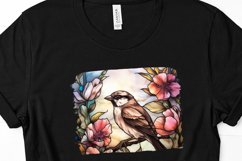 Stained Glass Bird and Flowers Sublimation PNG Product Image 2