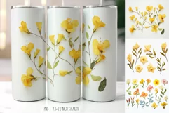 Yellow Tropical Allamanda Flowers Tumbler|Herbarium Tumbler Product Image 1