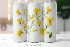 Yellow Tropical Allamanda Flowers Tumbler|Herbarium Tumbler Product Image 4