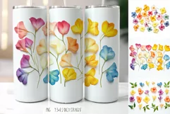 Rainbow Tropical Allamanda Flowers Tumbler|Herbarium Tumbler Product Image 1