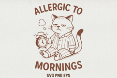 Sarcastic Cat Illustration Funny Lazy Line Art Kitty SVG PNG Product Image 1