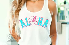 Aloha SVG - Retro Summer SVG - Hawaiian Flower - Varsity Product Image 1