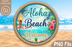 Aloha Beach Welcome Sublimation, Round Hawaiian Summer PNG Product Image 1
