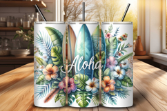 Aloha 20 oz Tumbler Wrap PNG, Tropical Sublimation Design Product Image 1