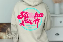 Aloha Y'All SVG - Retro Summer - Hawaiian Flower - Palm Tree Product Image 2