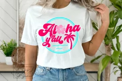 Aloha Y'All SVG - Retro Summer - Hawaiian Flower - Palm Tree Product Image 1