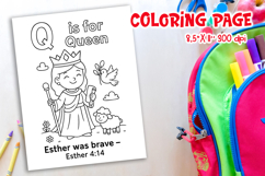 Christian Alphabet Coloring Page | Q is for Queen Product Image 1