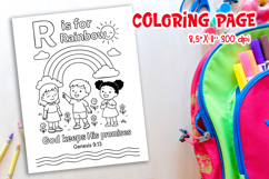Christian Alphabet Coloring Page | R is for Rainbow Product Image 1
