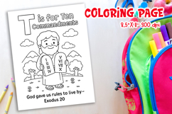Christian Alphabet Coloring Page | T is for Ten Commandments Product Image 1