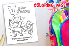 Christian Alphabet Coloring Page | V is for Victory Product Image 1