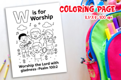 Christian Alphabet Coloring Page | W is for Worship Product Image 1