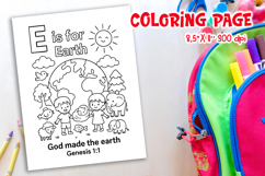 Christian Alphabet Coloring Page | E is for Earth Product Image 1